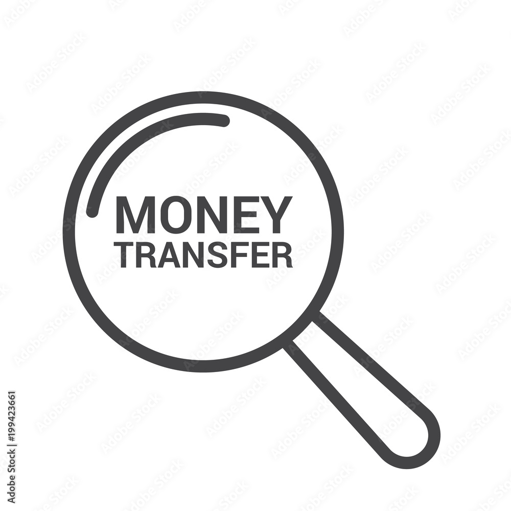 Business Concept: Magnifying Optical Glass With Words Money Transfer Business Concept: Magnifying Optical Glass With Words Money Transfer