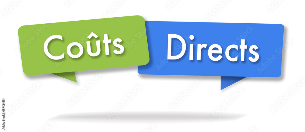 Direct costs illustration in two colored bubbles Direct costs illustration in two colored bubbles