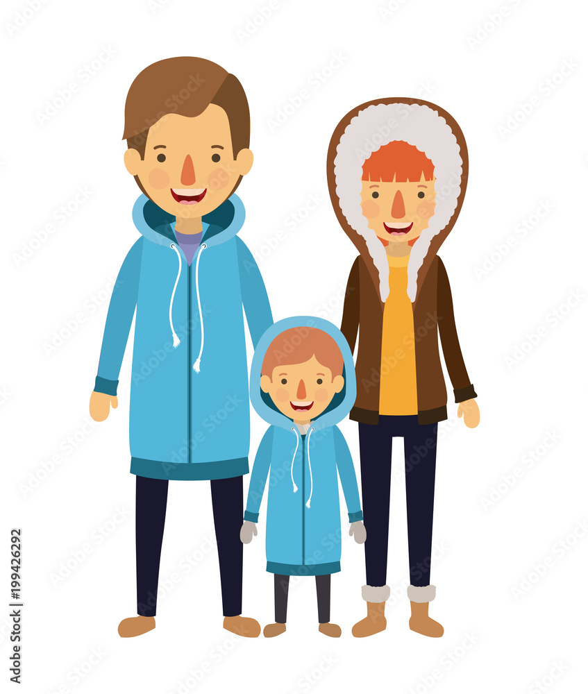 parents and son with winter clothes parents and son with winter clothes