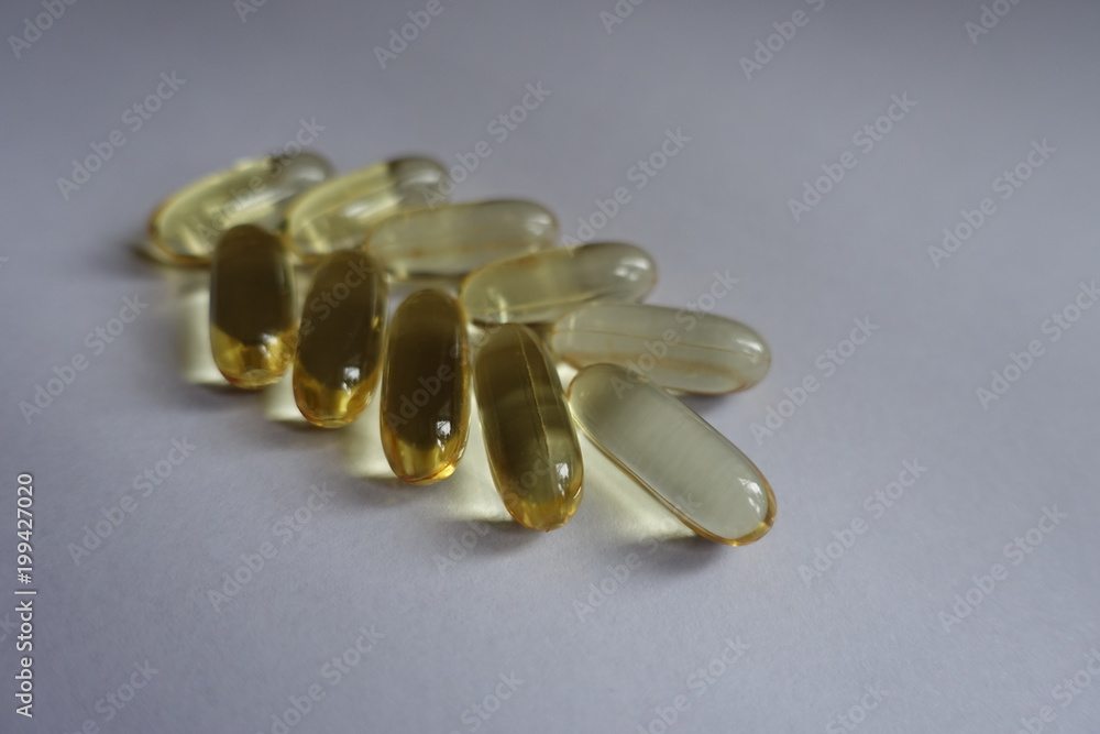 Spike made of yellow fish oil capsules Spike made of yellow fish oil capsules