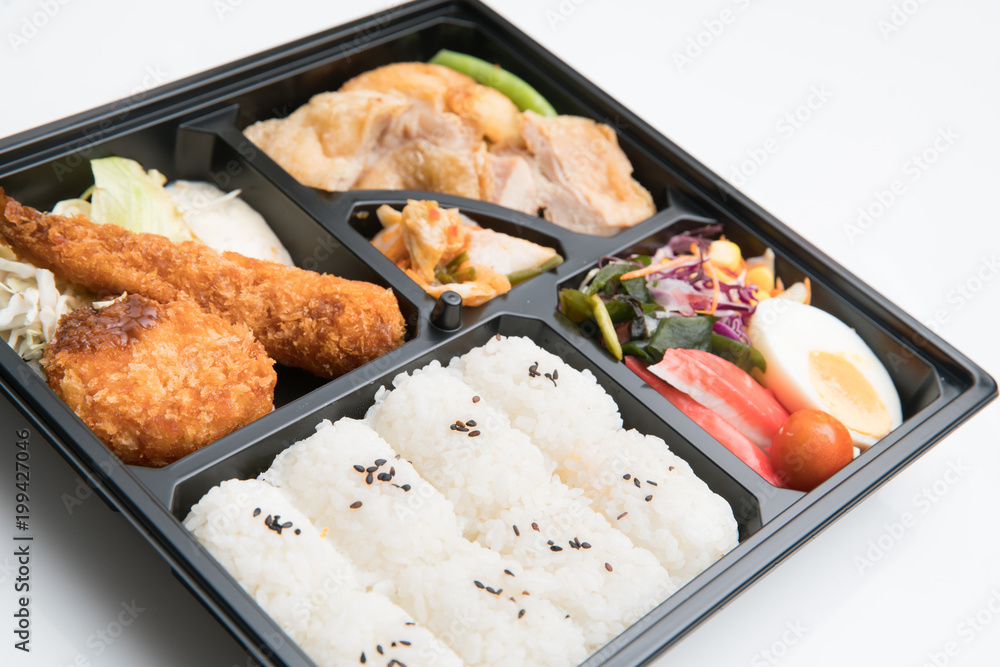 japanese cuisine. lunch box set on the background japanese cuisine. lunch box set on the background