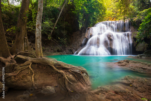 Waterfall in Thailand  called Huay or Huai mae khamin in Kanchanaburi Provience