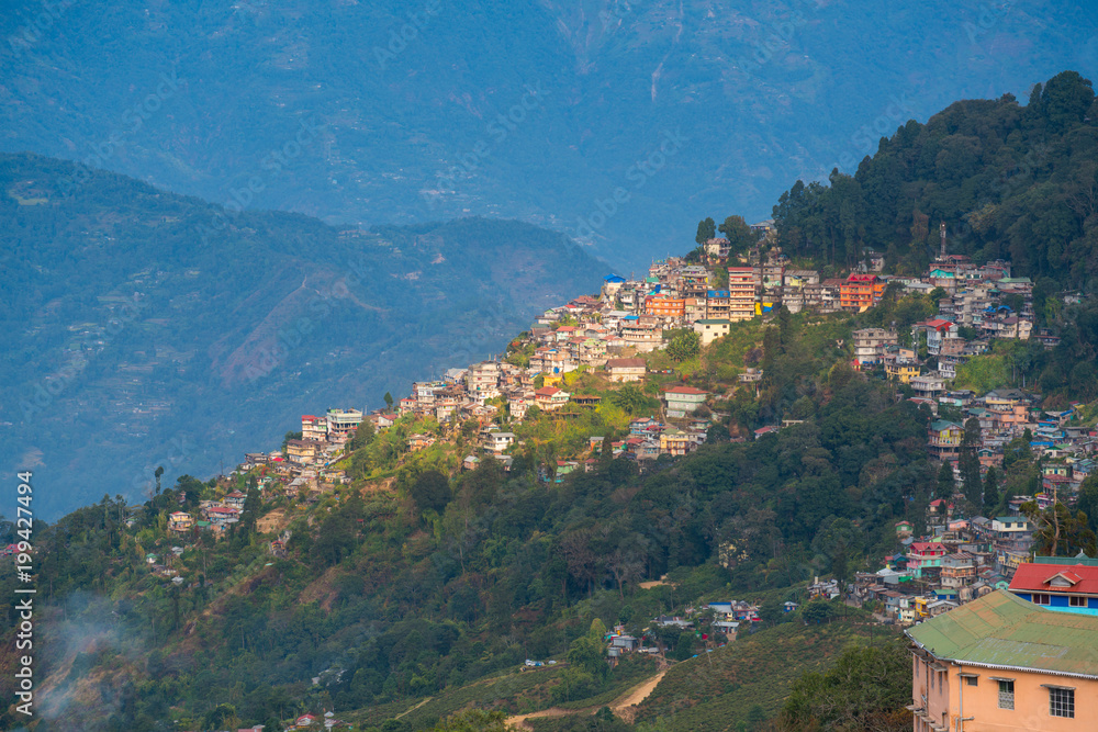 Darjeeling town view from high angle view shot