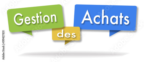 Tablou pe pânză Procurement management illustration in three colored bubbles