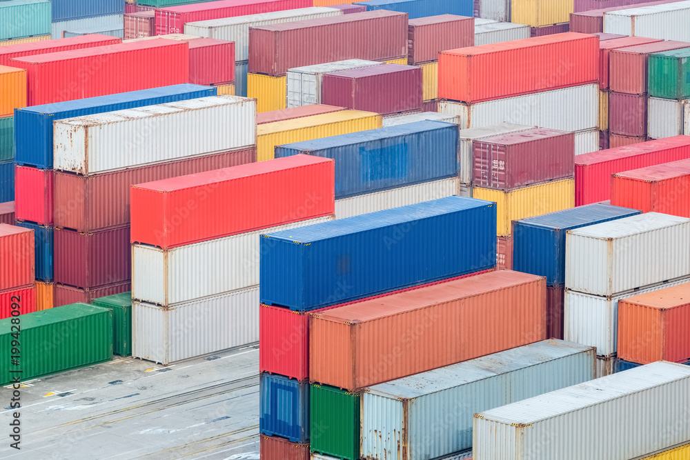 Fototapeta premium colorful containers in freight station