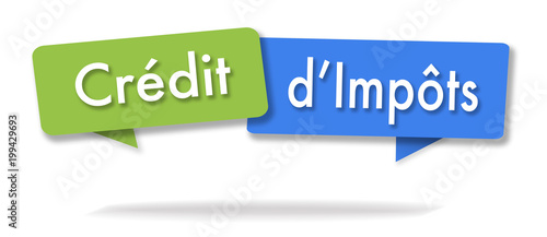 Tax credit illustration in two colored bubbles