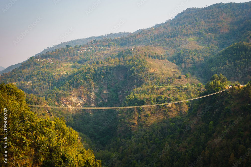 Suspension bridge over the Modi river in Kushma, Nepal