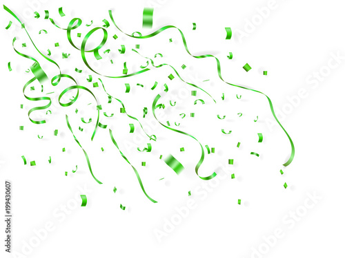 illustration explode green ribbon and confetti