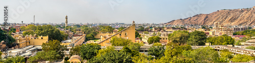 Panorama of Jantar Mantar, a collection of architectural astronomical instruments in Jaipur - Rajasthan, India