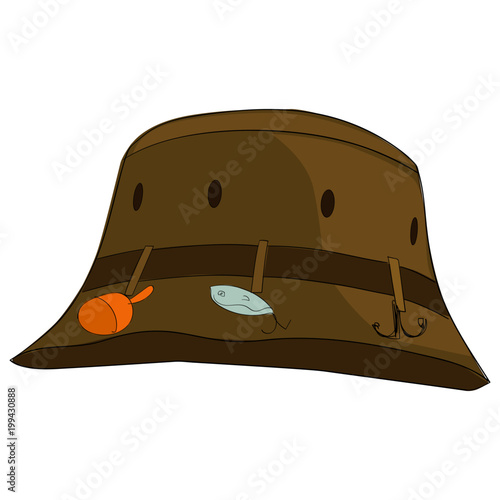 Object on white background Fisherman hat. Color background.