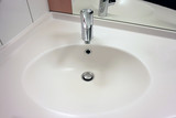 White washbasin in bathroom, top view