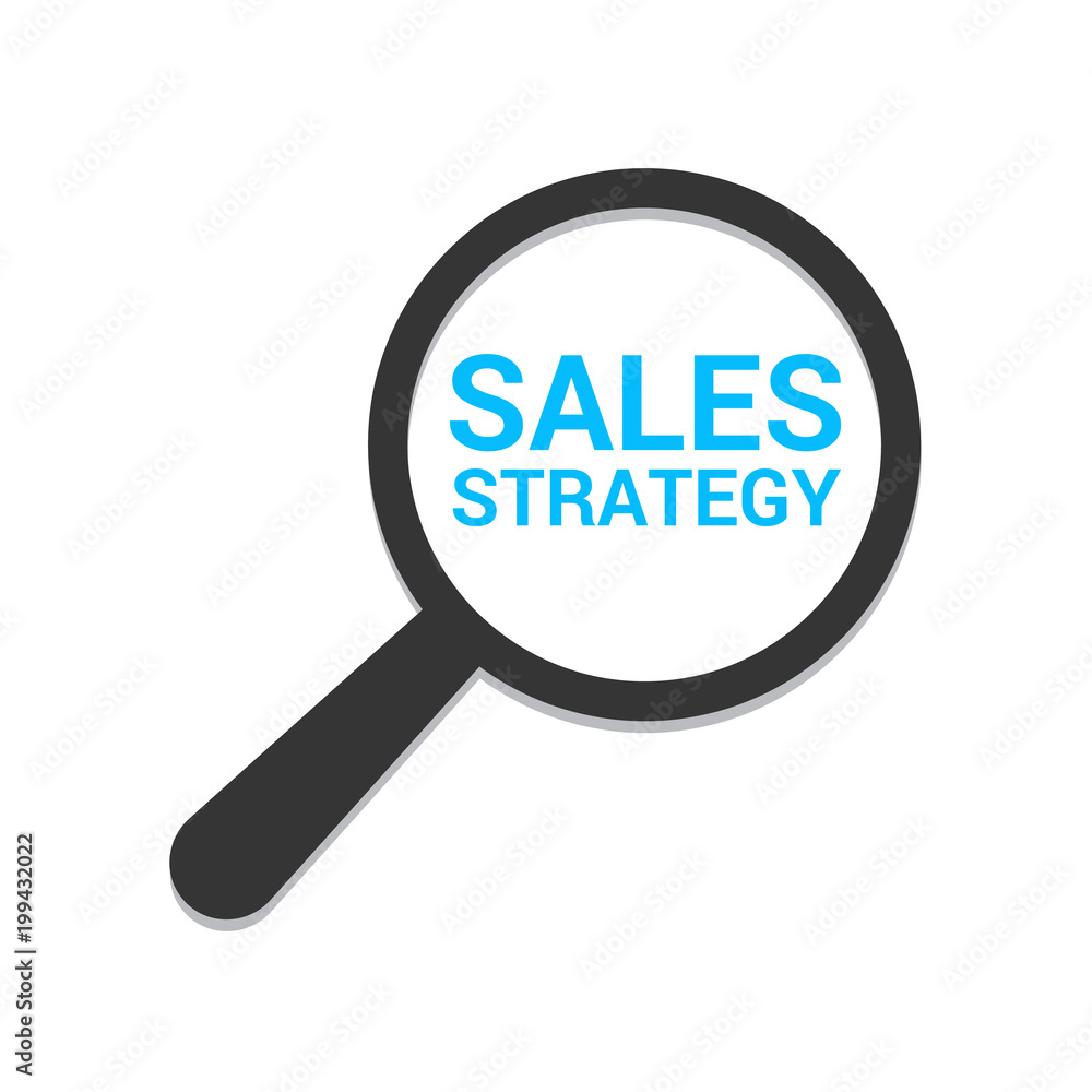 Marketing Concept: Magnifying Optical Glass With Words Sales Strategy Marketing Concept: Magnifying Optical Glass With Words Sales Strategy