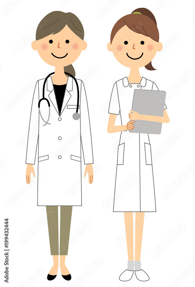 白衣の女性と看護師