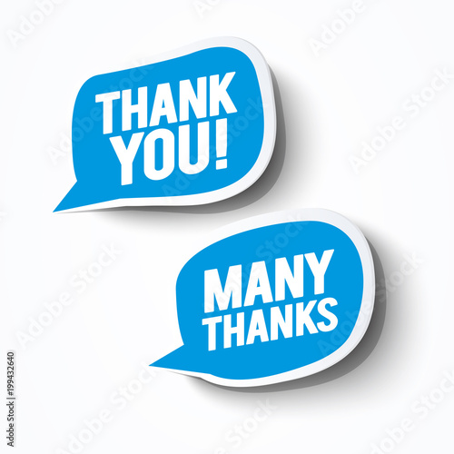 Vector Illustration blue grateful Thank you bubbles set