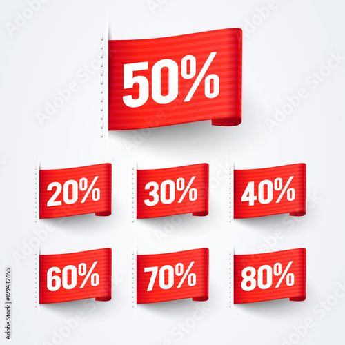 Vector Illustration 50% Off Sales Discount Label Flag Set