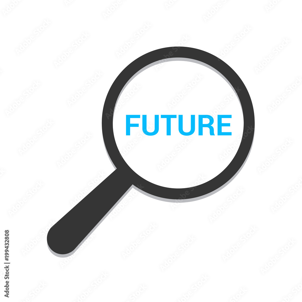 Timeline Concept: Magnifying Optical Glass With Words Future Timeline Concept: Magnifying Optical Glass With Words Future