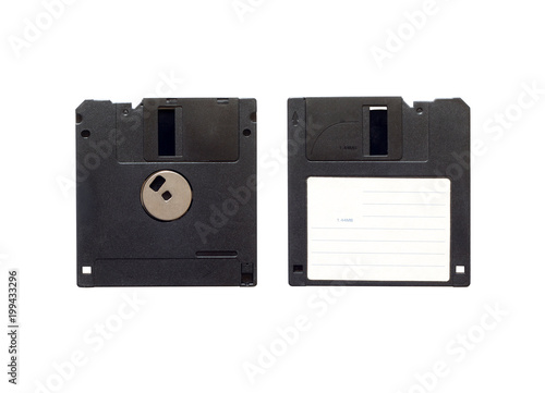 Flexible magnetic disk, floppy disk, white background