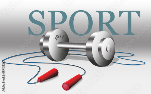 Sport equipment Vector. Weight and rope, gray backgrounds