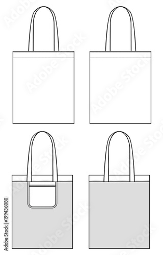 ECO BAG fashion flat technical drawing template