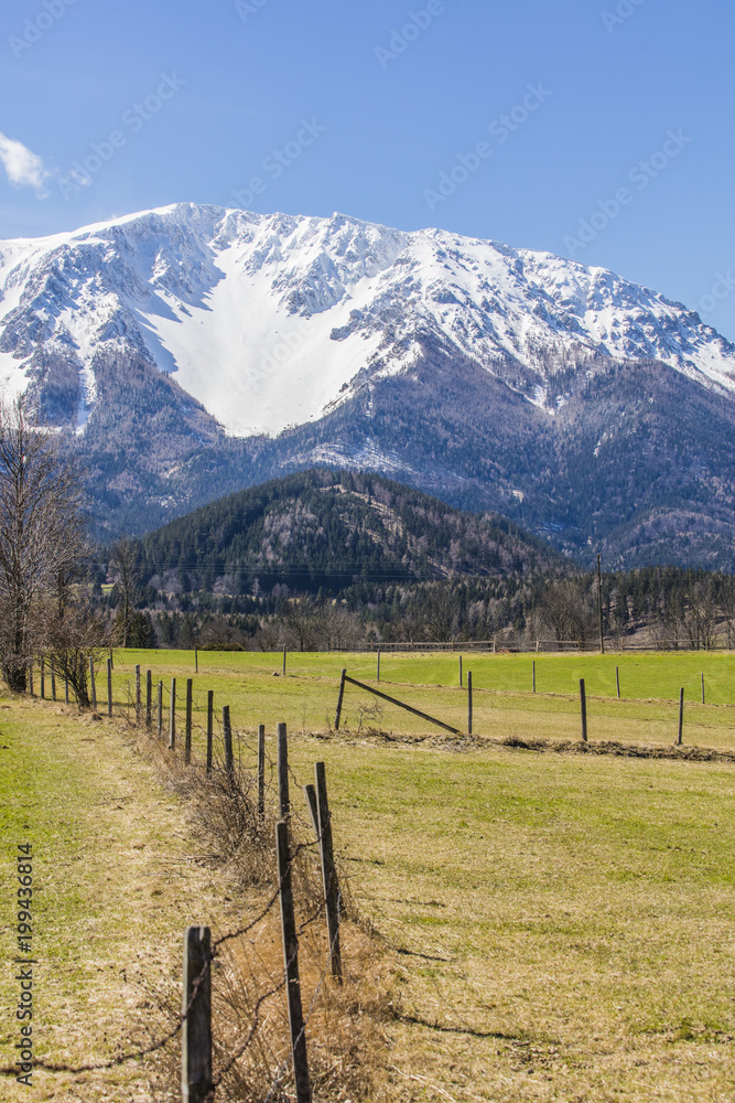 idyllic alps landscape in spring time 