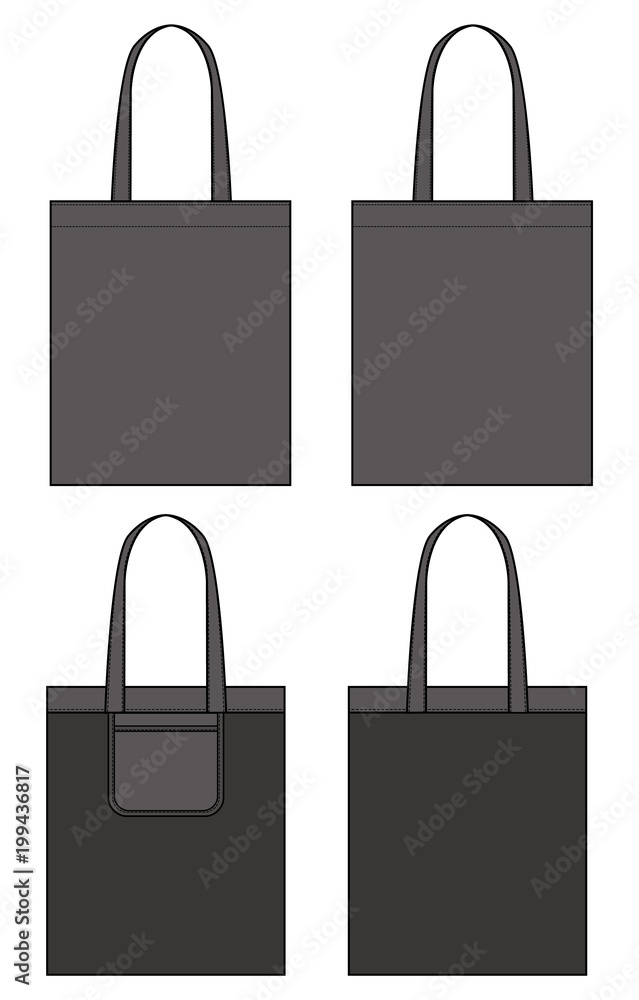 ECO BAG fashion flat technical drawing template Stock Vector | Adobe Stock