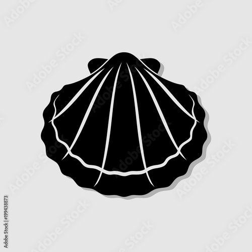 Seashell, shellfish flat icon for apps and websites. Vector illustration.