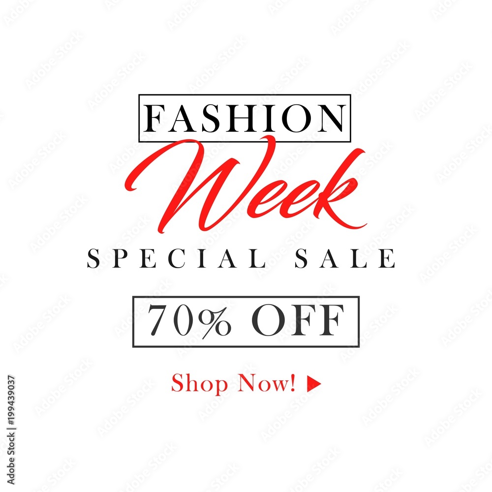 Fashion Week Special Sale 70% off Vector Template Design Illustration