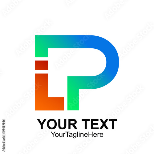 Initial letter PL or LP logo template colored orange blue design for business and company identity