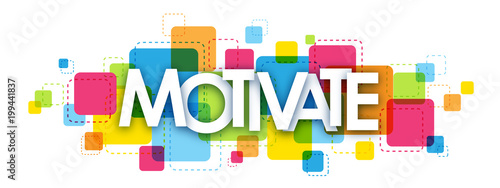 "MOTIVATE" multicoloured letters vector icon