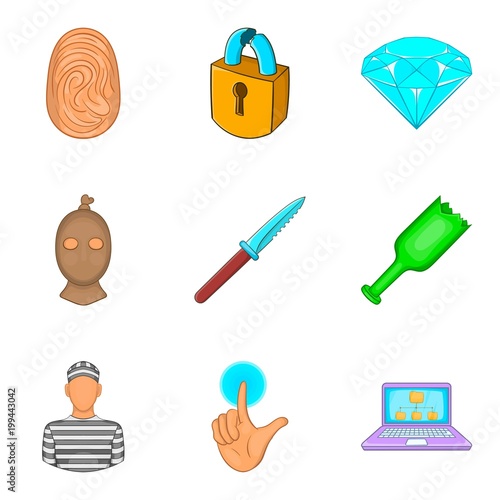 Malpractice icons set, cartoon style