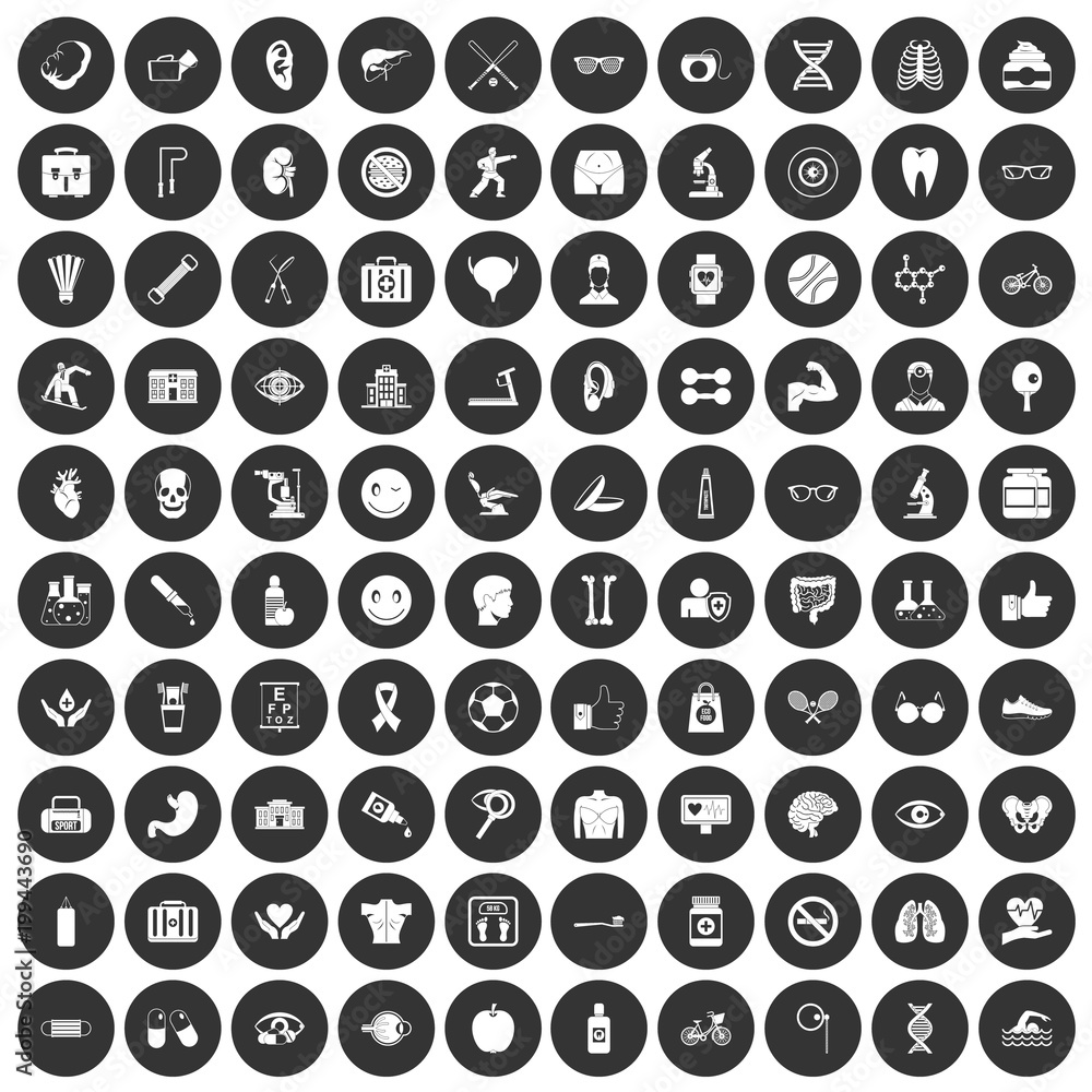 100 health icons set black circle 100 health icons set black circle