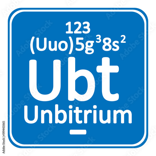 Periodic table element unbitrium icon.