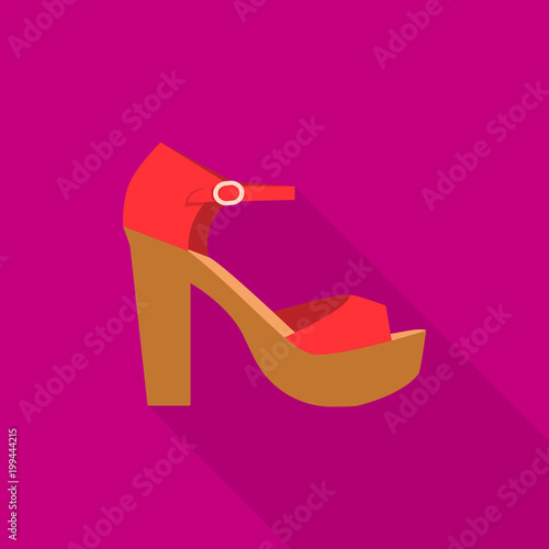 Beach sandal icon, flat style