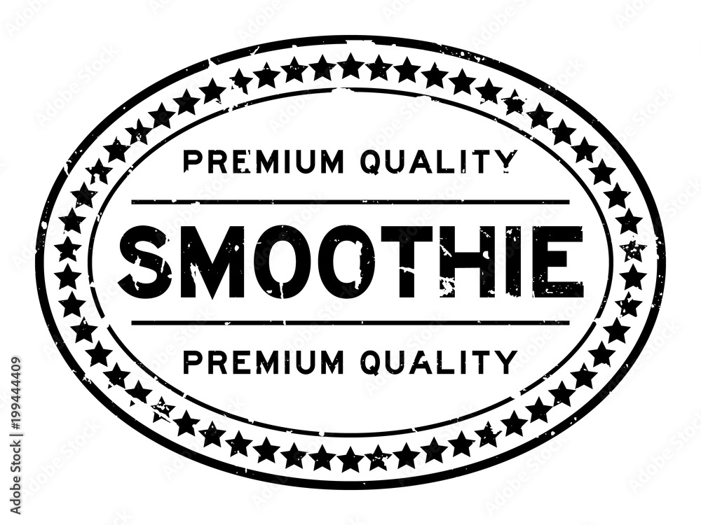 Grunge black premium quality smoothie oval rubber seal stamp on white background