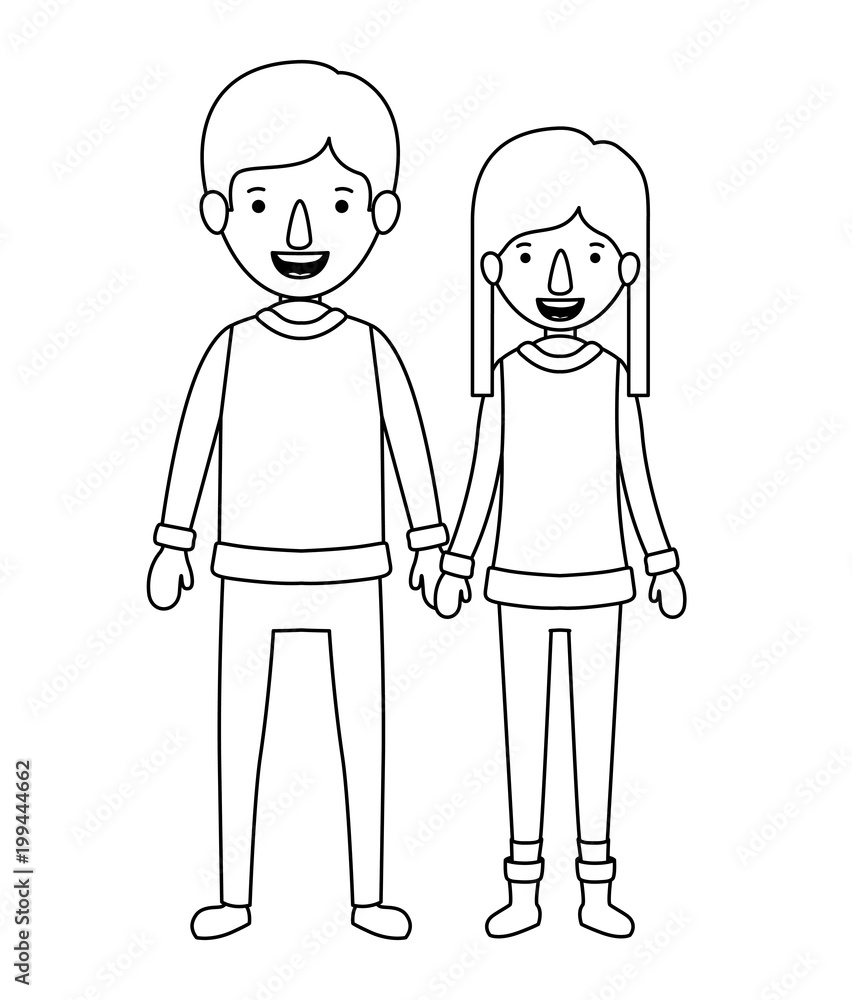 couple with winter clothes characters couple with winter clothes characters