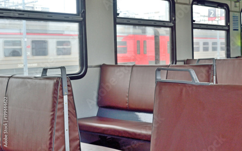 Seats for passengers inside the train