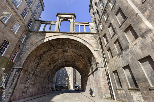 Vintage street and viaduct in Edinburgh