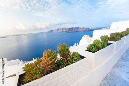 White architecture on Santorini island, Greece.