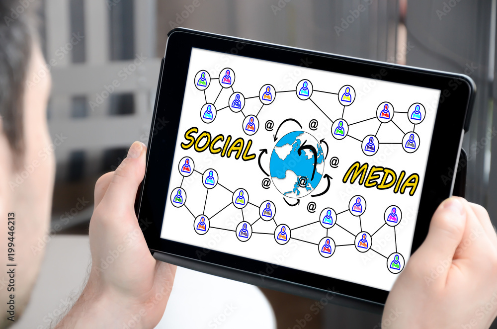 Social media concept on a tablet Social media concept on a tablet