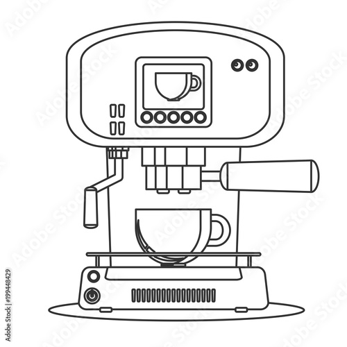 Contour icon coffee machine with a mug. Stock flat vector illustration.