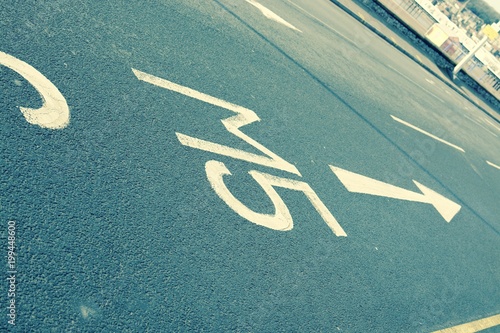 Road markings showing the way to the M5 motorway - filter applied  photo