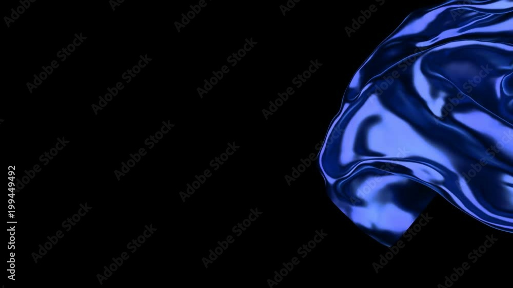 UHD 3D animated transition of the blue silky waving cloth flies away revealing the background UHD 3D animated transition of the blue silky waving cloth flies away revealing the background