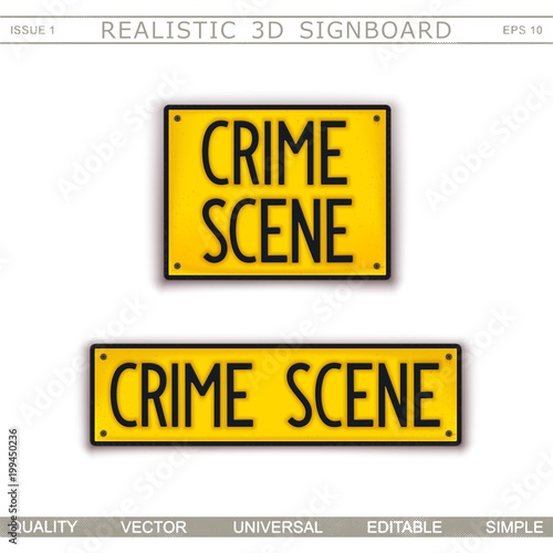 Signboard design. Crime Scene. Car license plate stylized. Vector elements