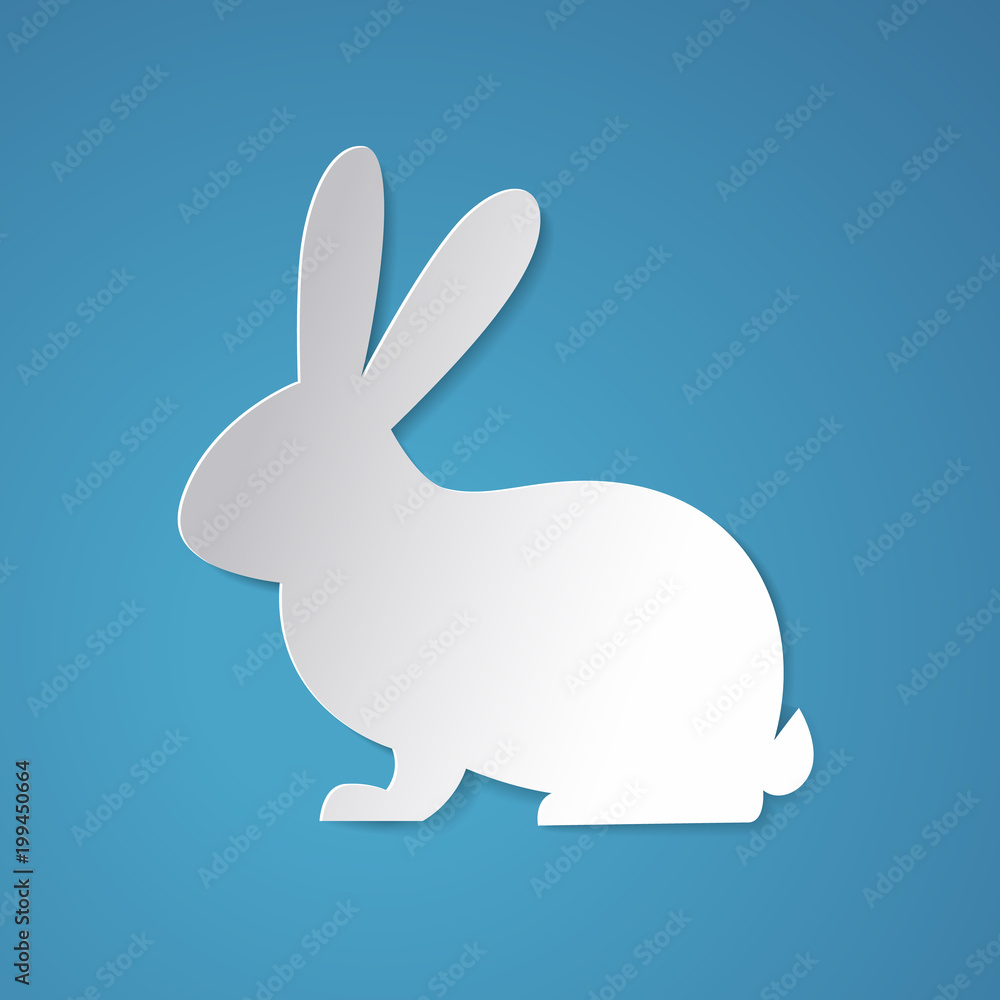 Fototapeta premium Easter rabbit designed in paper art style.