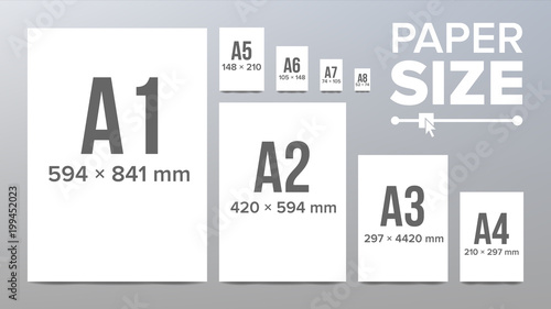 Paper Sizes Vector. Paper Size Standards. Isolated Illustration