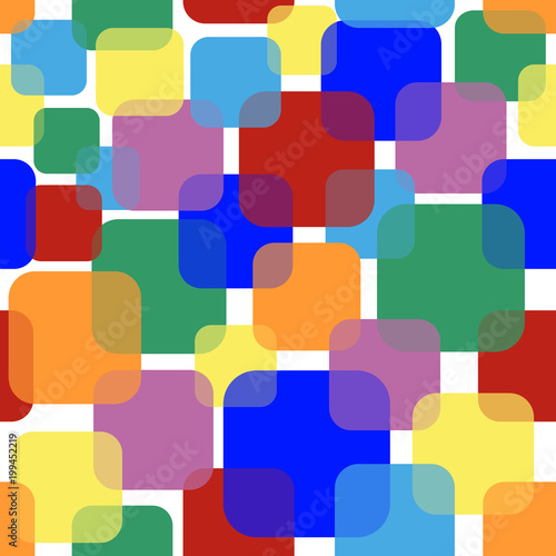 Seamless Vector Pattern of Overlap and Transparent Squares.