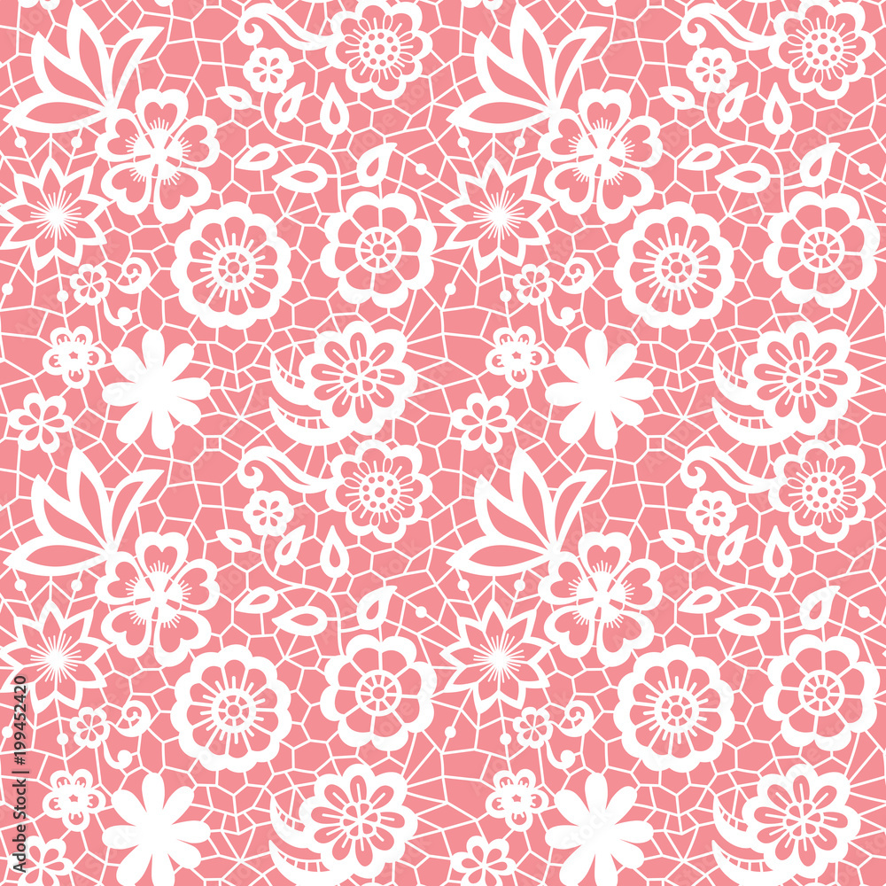 Plakat Lace seamless pattern with flowers