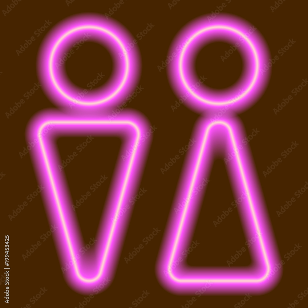 Neon WC sign. Vector illustration EPS10 Neon WC sign. Vector illustration EPS10