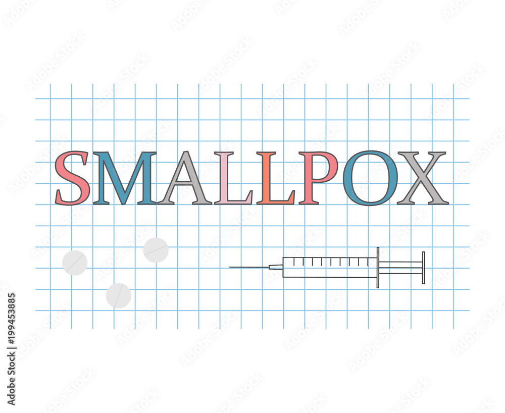 smallpox word on checkered paper sheet- vector illustration