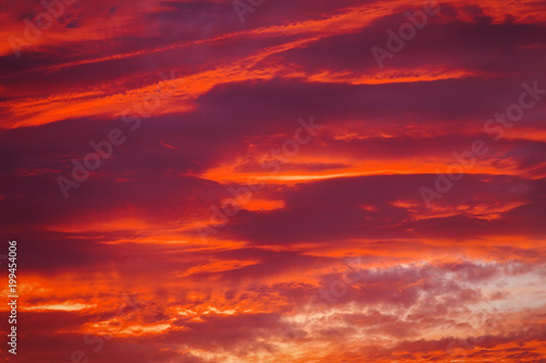 Beautiful fiery sunset sky as background